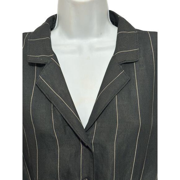 David Lerner NWT Collared Tie Waist Romper Sz S Striped Short Sleeve Whimsygoth - Picture 2 of 6